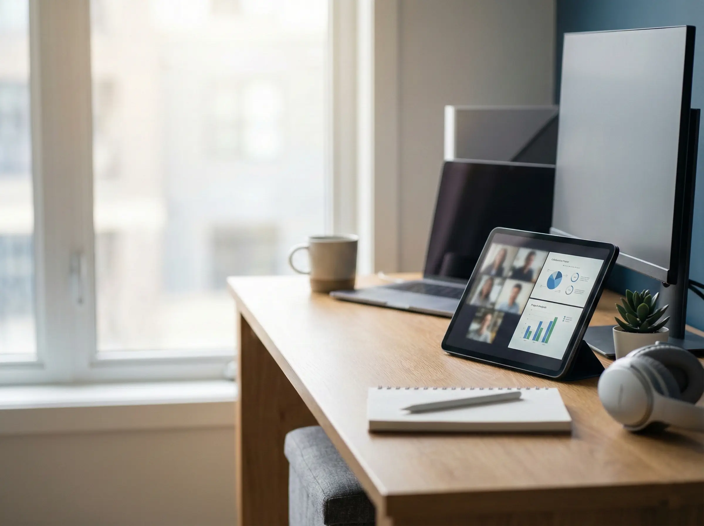 Diverse global team collaborating remotely representing offshore workforce solutions