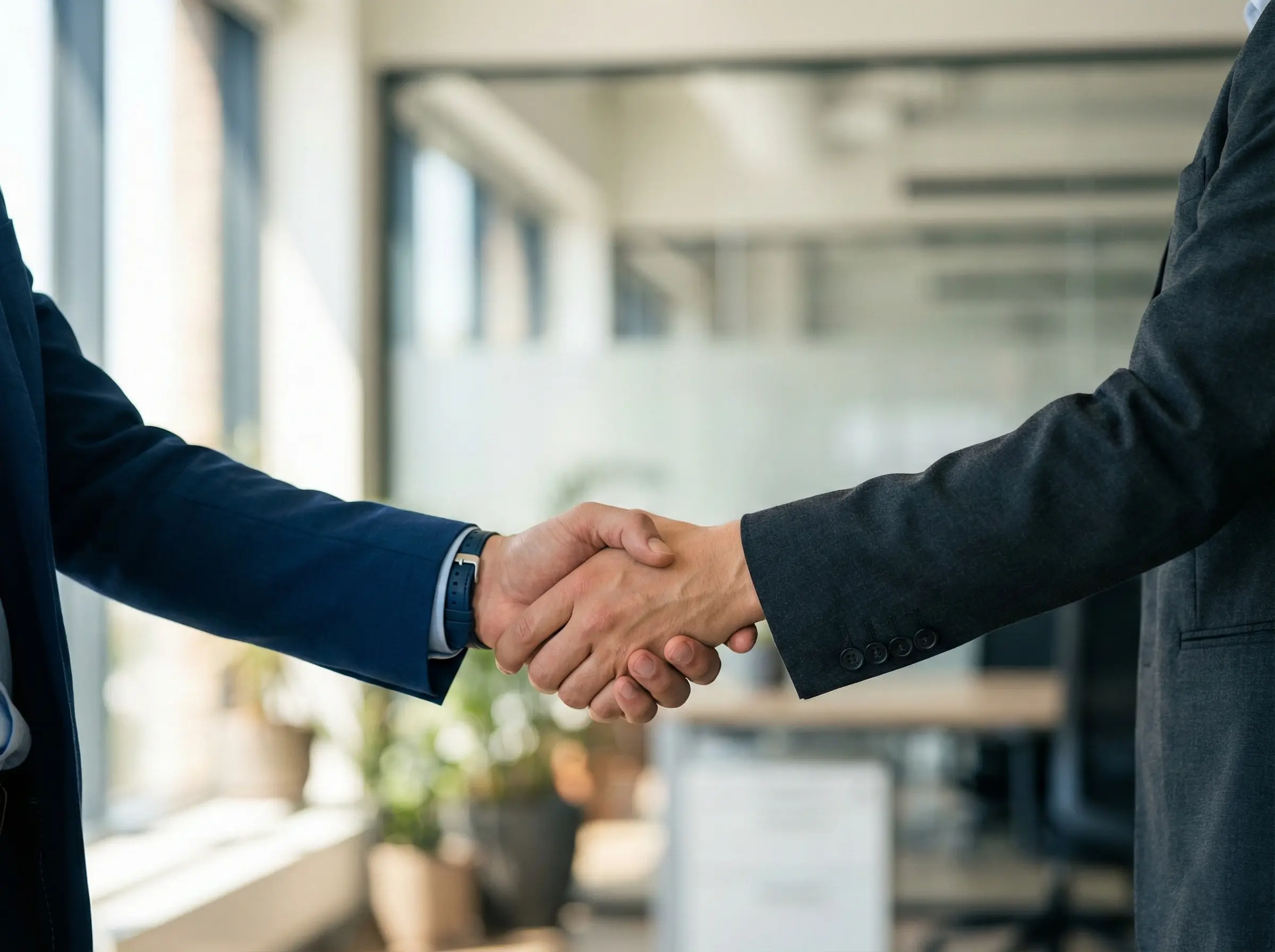 Professional handshake representing trust and long-term business partnerships