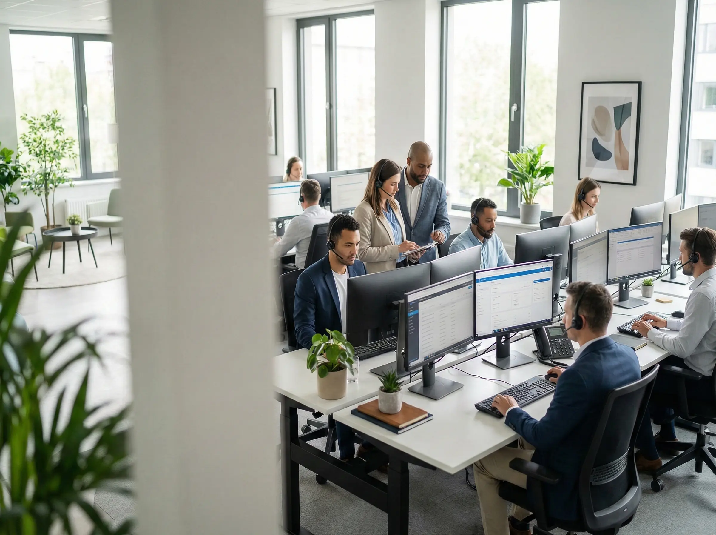 Diverse offshore team members working efficiently on business operations