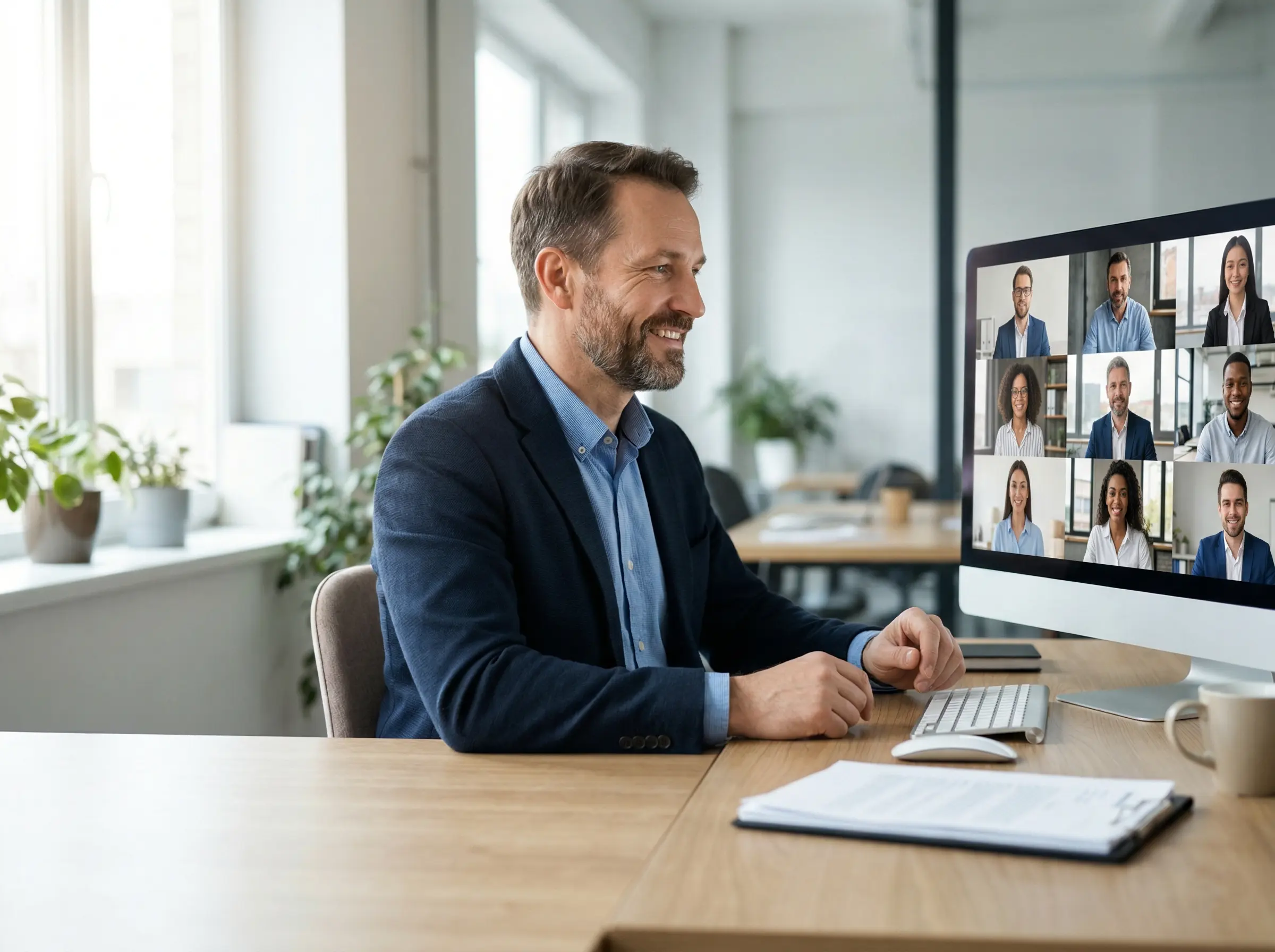 business-professionals-collaborating-with-remote-team Business professionals collaborating with remote team